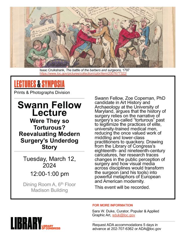 Poster of Swann Fellow Lecture at Library of Congress